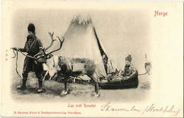 * T2 1902 Norge, Lap Med Rensdyr / Nordic Sami (Lapplander) People, Folklore, Reindeer. E. Hagerup - Zonder Classificatie