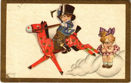 T3 1933 Children Art Postcard, Boy On Toy Horse. Degami 2198. Artist Signed (EB) - Non Classificati