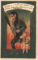 T2 1912 Krampusz Kislánnyal / Krampus With Little Girl. Litho - Unclassified