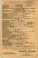 T2/T3 1902 Adolf Pauk Bécsi Udvari Beszállító Reklámlapja / Adolf Pauk K.u.k. Hoflieferant Wien I. Habsburgergasse 12. / - Zonder Classificatie