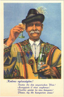 ** T1 Kedves Egészségére! Magyar Bor Reklámlap, Folklór / Hungarian Wine Advertising Propaganda, Folklore S: Pálinkás Gy - Zonder Classificatie