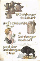 T3 D'Salzburger Glöckerl Und's Bräustübl Bier A Salzburger Nockerl Und Der Salzburger Stier / Austrian Beer Advertisemen - Non Classés