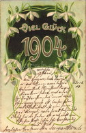 T2 1904 Viel Glück / New Year Greeting Card, Art Nouveau, Emb. Litho - Non Classés