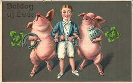 T2/T3 1912 Boldog új évet. Malacok Fiúval / New Year Greeting, Pigs With Boy. G.G.K. No. 362. Litho - Non Classés