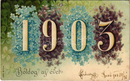 T2/T3 1903 Boldog Újévet! / New Year Greeting Card, Clovers, Floral. M.S.i.B. Litho (EK) - Non Classés