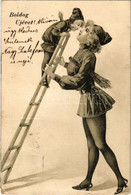 * T3 1906 Boldog Újévet! / New Year Greeting Card, Chimney Sweeper Lady. Litho (Rb) - Non Classés