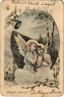 T4 1902 Húsvéti üdvözlet / Easter Greeting Card, Angels Praying (levágott Sarkak / Cut Corners) - Non Classés