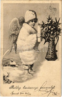 T2/T3 1902 Boldog Karácsonyi ünnepeket! / Christmas Greeting Art Postcard, Child With Candle, Winter (EK) - Non Classés