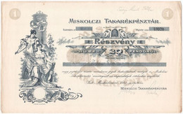 Miskolc 1943. "Miskolczi Takarékpénztár" Névre Szóló, Részvénye 20P-ről, Szelvényekkel, Szárazpecséttel T:II- - Non Classificati