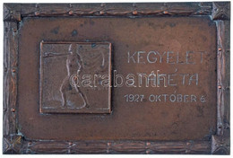 1927. "Magyar Athletikai Szövetség - Kegyelet Staféta 1927. Október 6." Bronzozott Fém Plakett (99x66mm) T:2 Patina - Unclassified