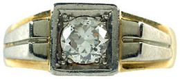 Bicolor Damensolitärfingerring, 585er GG, Gestempelt. Fassung Und Ringschultern In WG. Altschliffdiamant Von Ca. 0,60 Ct - Non Classificati