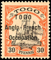 30 Pfg Kaiseryacht Mit Dreizeiligem, Schwarzen Bdr.-Aufdruck, Tadellos Ungebraucht, Gepr. Kosack, Mi. 50.-, Katalog: 6I  - Togo