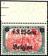 6 F. 25 Cent. Auf 5 Mark Oberrand Platte (mit Plattennummer 6) Tadellos Postfrisch, Mi. 400.-, Katalog: 25IPOR ** - Altri & Non Classificati