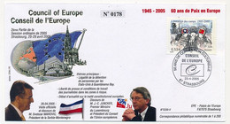 Env Affr 0,53E Libération Des Camps - Obl 50 Ans De Convention Culturelle C.E. 25/4/2005 - Strasbourg - J.C. Juncker - Brieven En Documenten