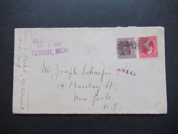 USA 1895 Michel Nr. 62 Und 67 MiF Einschreiben Registered Jul 1 1895 Detroit Mich. Violetter Nummernstempel - Storia Postale