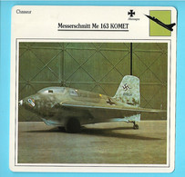 FICHE AVION----chasseur---ALLEMAGNE---MESSERSCHIMITT ME 163 KOMET--voir 2 Scans - Vliegtuigen