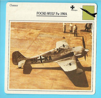 FICHE AVION----chasseur---ALLEMAGNE---FOCKE-WULT FW 190A--voir 2 Scans - Vliegtuigen