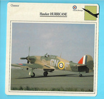 FICHE AVION----chasseur----GRANDE BRETAGNE---HAWKER HURRICANE--voir 2 Scans - Vliegtuigen