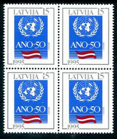 LATVIA 1995 UNO 50th Anniversary Block Of 4 MNH / **.  Michel 394 - Latvia