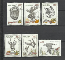 Pologne   YT  Oblitérés 2561/67  Chasse Gibier Sanglier Canard Cerf Renard Fusils   Poland Polska Polen - Altri & Non Classificati