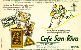 BU 2185  /   BUVARD-  CAFE  SAN RIVO  UNE LECON DE GEOGRAPHIE   (21,00 Cm X 13,50 Cm ) - Café & Thé