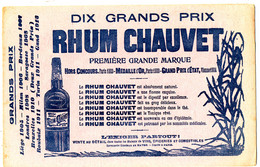 BU 2215 /   BUVARD-    RHUM D  CHAUVET   DIX GRANDS PRIX   (25,50 Cm X 16,50 Cm ) - Liqueur & Bière