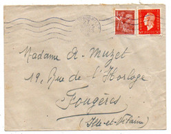 1945 --Lettre De CHATEAUBRIANT-44  Pour Fougères--type Iris +Marianne Dulac - Krag - 1921-1960: Periodo Moderno