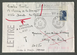 France N°2240 Seul Sur Enveloppe, TAXE, Griffe Insuffisance D'affranchissement... - (C1608) - 1961-....