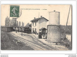 CPA 01 Chatillon Sur Chalaronne La Gare Et Le Train Tramway Ligne De Bourg Villefranche Sur Saone - Plan Plus Rare - Châtillon-sur-Chalaronne