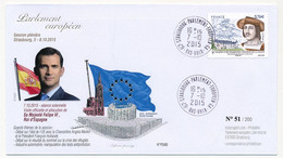 Env Affr 0,76E M. De La Palice - Cad Strasbourg Parlement Européen GA - 7/10/2015 - Felipe VI, Roi D'Espagne - Storia Postale