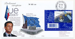 Env Affr 0,55E Galileo - Cad Strasbourg Parlement Européen GA - 10/7/2008 - Visite Off. Nicolas Sarkosy - Cartas & Documentos