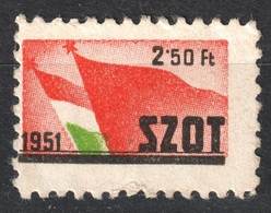 Communist Communism LABOUR UNION Member Stamp / FLAG - SZOT - 1951 Hungary - LABEL VIGNETTE CINDERELLA - Used - Fiscale Zegels