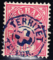 1881 10 C Mit Blauem Stempel Territet - Telegraafzegels