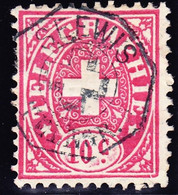 1881 10 C Faserpapier Gestempelt Seewis - Télégraphe