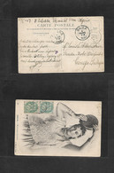 Algeria. 1907 (23 Jan) Oran - Belgian Congo, Fundu. Zobe, Mayumba. Fkd Ppc Via Anvers And Bonza, With Eduli (14 March) C - Algeria (1962-...)
