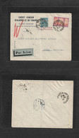 Algeria. 1933 (25 Oct) Alger Strassbourg - Austria, Wien (29 Oct) Air Multifkd Env. Comercial + Air Label. - Algeria (1962-...)