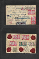 Algeria. 1936 (21 Febr) Oned Ksob - France, Paris. Registered Insured AR Air Multifkd Front And Reverse 30,40 Frans Rate - Argelia (1962-...)