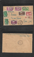 Algeria. 1937 (28 May) Alger R. Strasbourg - France, Paris (31 May) Registered Multifkd Envelope. R-label. Fine Usage. - Algerien (1962-...)