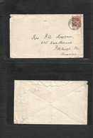 Eire. 1922 (10 Apr) Dungloe, Donegal - USA, Pittsburgh. Single 2d Orange Ovptd Issue Fkd Env. Addresed To Revenend, Tied - Usados