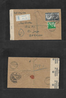 Eire. 1944 (29 Aug) Blackrock - Bermuda, St. Georges. British Caribbe. Via NY. Dual Censored Multifkd Envelope + Better  - Usados