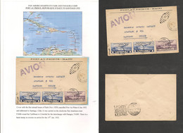 Haiti. 1932 (6 Jan) PANAMERICAN FAM6 + PANAGRA FAM9. Port Prince - Chile, Santiago (15 Jan) Haiti First Issues Multifkd  - Haití