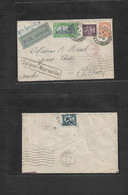 Indochina. 1932 (21 Jan) Serigon - France, Chesbourg (1 Feb) Air Multifkd Front + Reverse Env, Red Control Cachet + Via  - Otros - Asia