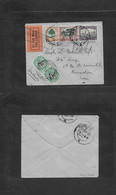 South Africa. 1933 (1 Aug) Schmidtdriet - India, Barrackpore (17 Aug) Air Multifkd Env + Violet Cachet "Insuf Affrandie  - Otros & Sin Clasificación