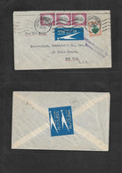 South Africa. 1935 (8 Feb) Joburg - USA, NYC. Air Multifkd Env + Violet Cachet "Insuf Paid For Airmail Beyond London" (x - Otros & Sin Clasificación