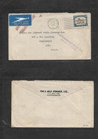 South Africa. 1935 (26 June) Joburg - Usa, Ohio, Cincinnati. 1sh Single Fkd Airmail Envelope + Violet Cachet "Insuff Pai - Otros & Sin Clasificación