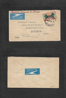 South Africa. 1935 (15 Oct) Durban - USA, Chicago, Ill. Air Multifkd Env 12d Rate + Violet Cachet "Insuf Paid For Airmai - Otros & Sin Clasificación