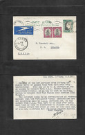 South Africa. 1937 (8 June) Joburg - Kenya Uplands (13 Jan) Air Multifkd Private Card, With Arrival On Front. Better Sca - Otros & Sin Clasificación