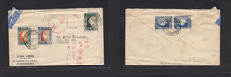 South Africa. 1937 (25 Sept) Joburg - Japan, Yokohoma. Air Multifkd Front And Reverse Envelope Including Red Arrival Con - Otros & Sin Clasificación