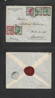 Sudan. 1913 (5 Oct) Khartoum - Germany, Hamburg. Comercial Multifkd Env, Tied Cds. VF. Reverse Asiouk. TPO. - Sudan (1954-...)