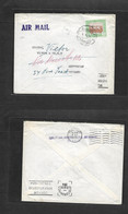 Sudan. 1954 (8 July) El Obud - Netherlands, Amsterdam, Air Single Fkd Env. Control Cachet "8" + Better Origin. - Sudan (1954-...)